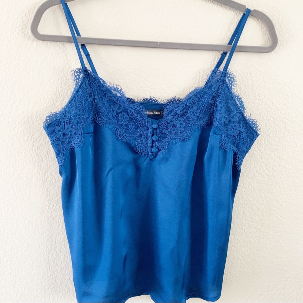 Abercrombie Blue Satin Lace Trim Cami S